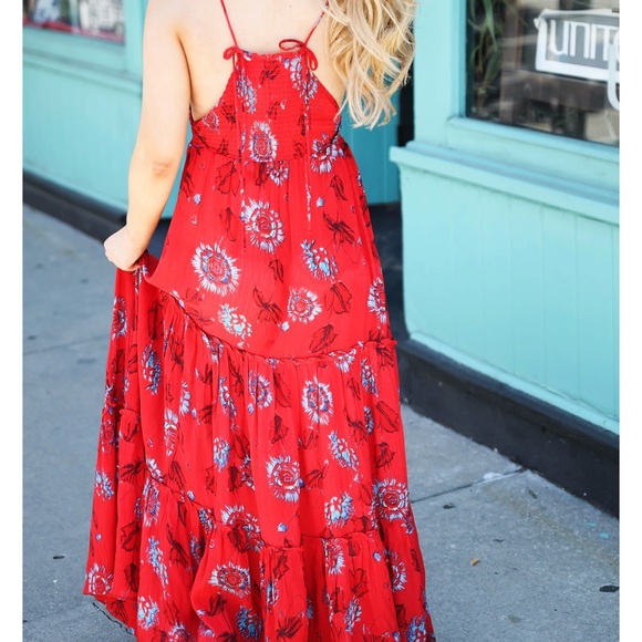 Free people garden party maxi dress red combo sz S - Picture 5 of 10